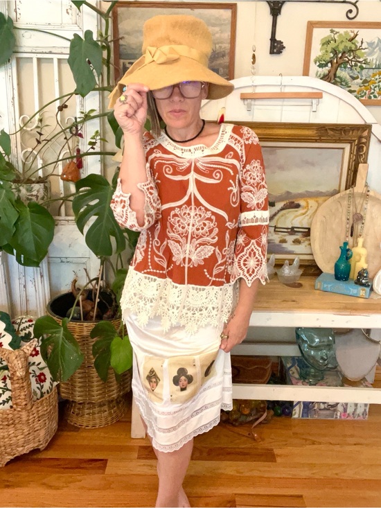 Tops - Coachella Boho Lace and Embroidered Cottagecore Blouse
